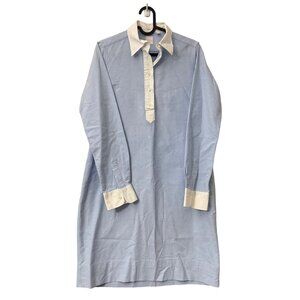 ANN MASHBURN Blue Long Sleeve Dress with Cream Accents | Medium